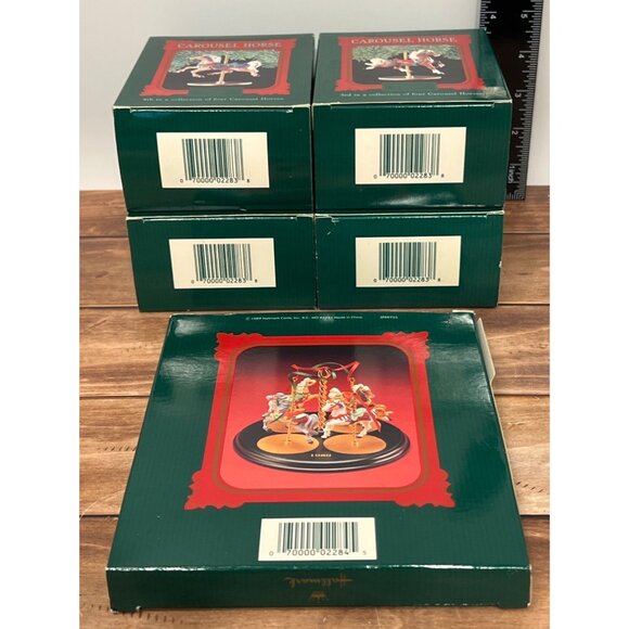 NIP Hallmark 1989 Carousel Horse Ornament Collection OF 4 WITH DISPLAY STAND - Picture 3 of 3